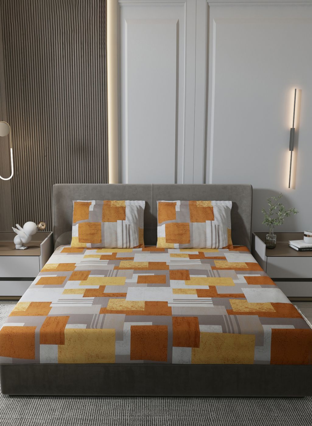 140TC Pure Cotton King Bedsheet with 2 Pillow Covers