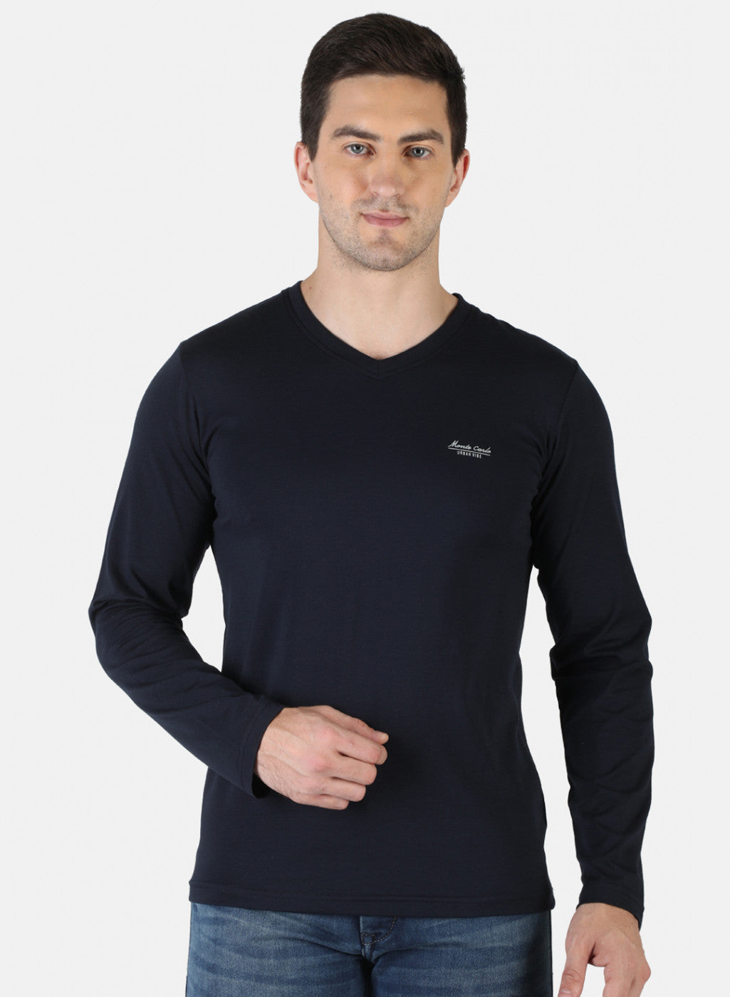 Men NAvy Blue Plain T-Shirt