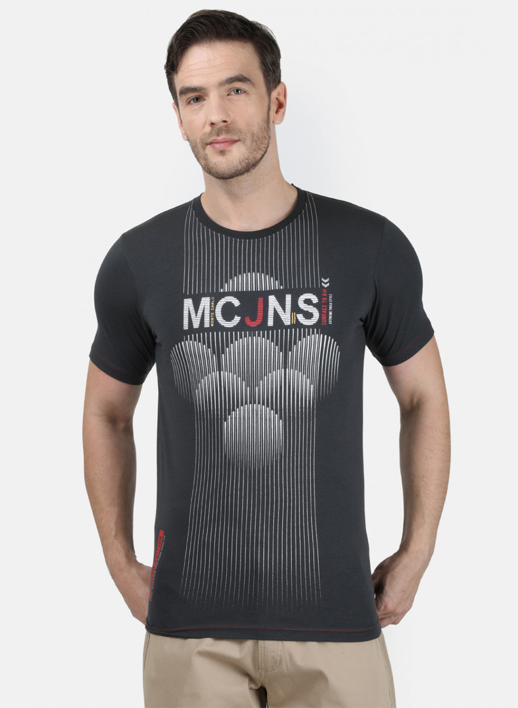 Mens Dark Grey Printed T-Shirt
