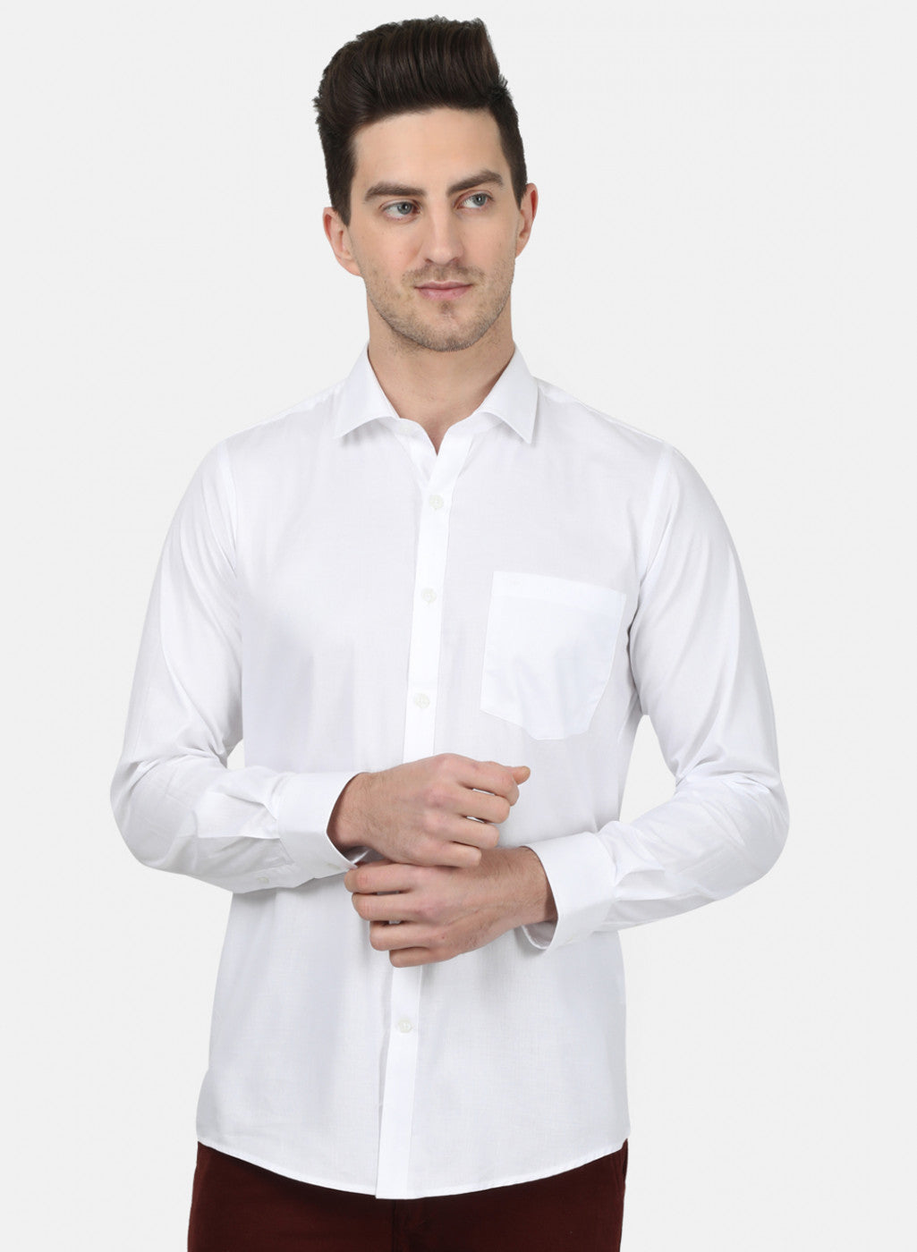 Mens White Printed Shirt