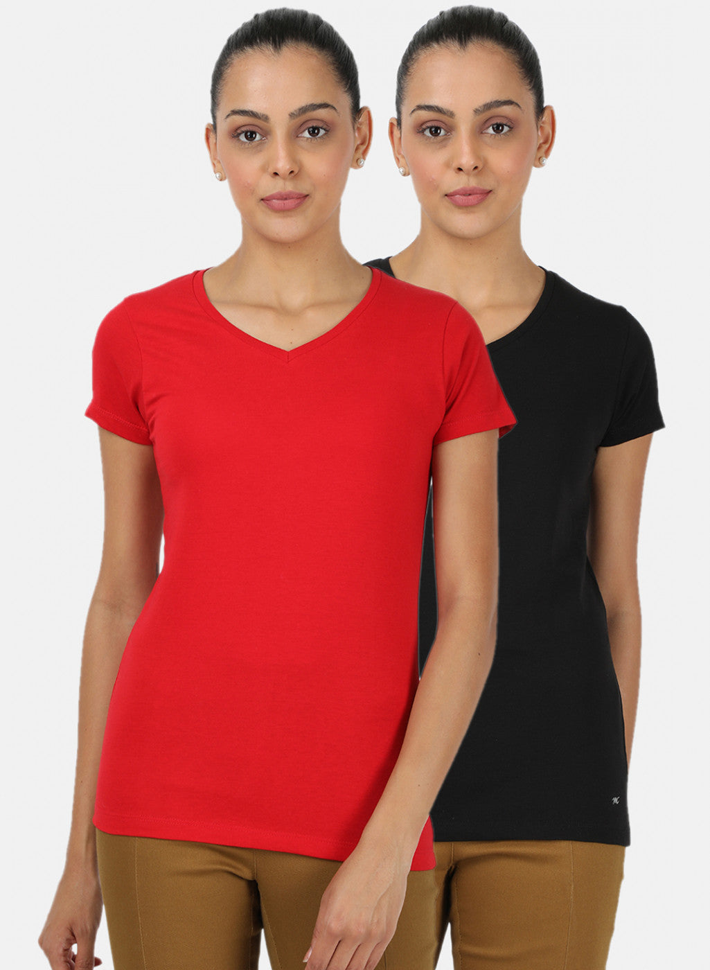 Womens Black & Red Plain Top 2Pc Set