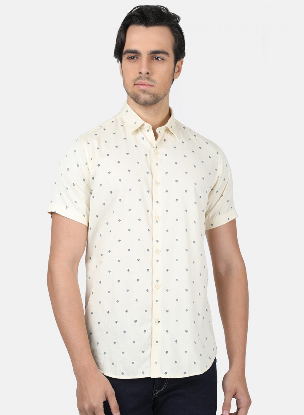 Men Beige Printed Shirts