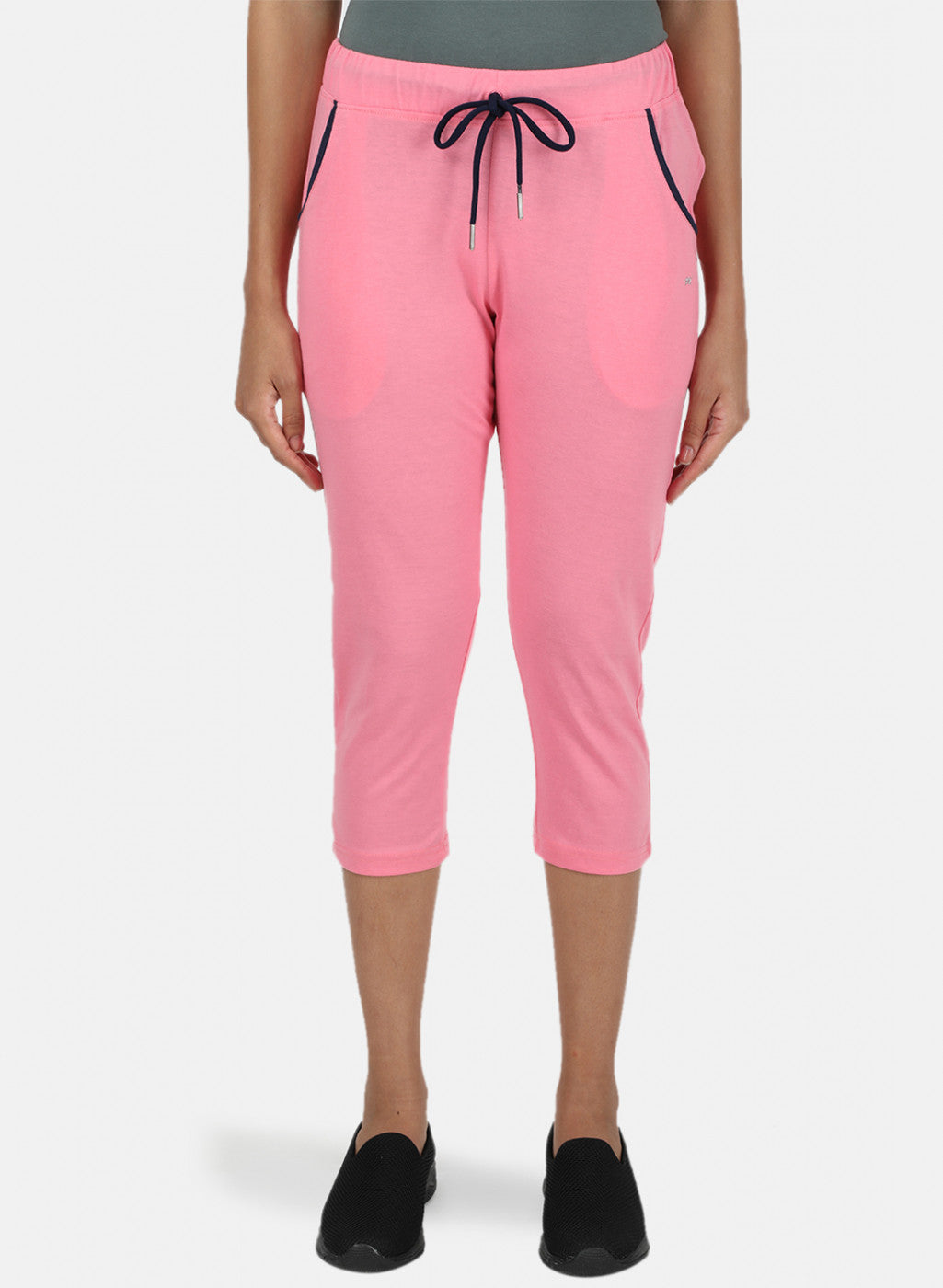 Womens Pink Plain Capri