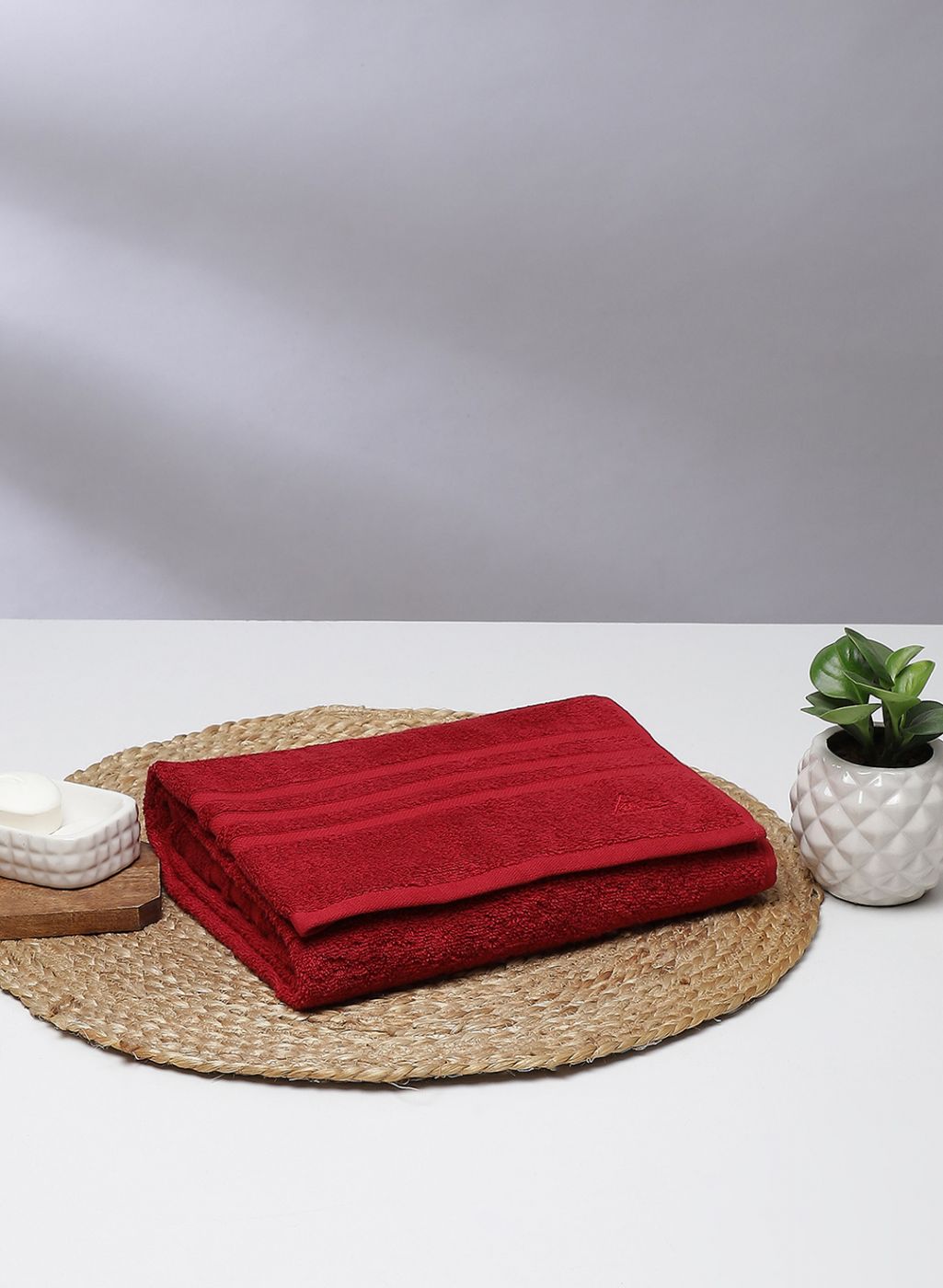 Red Cotton 525 GSM Bath Towel