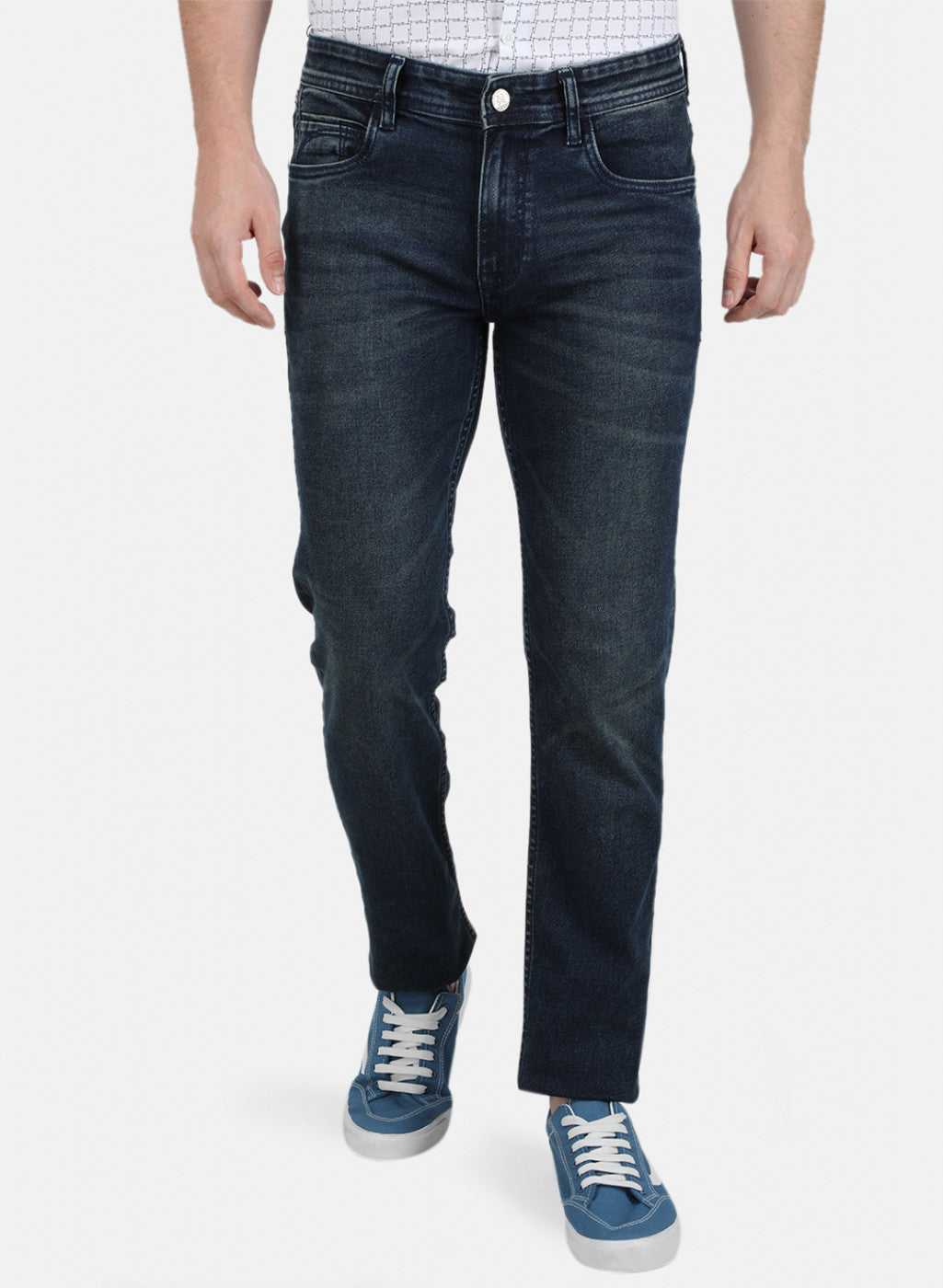 Mens Blue Narrow Fit Trouser