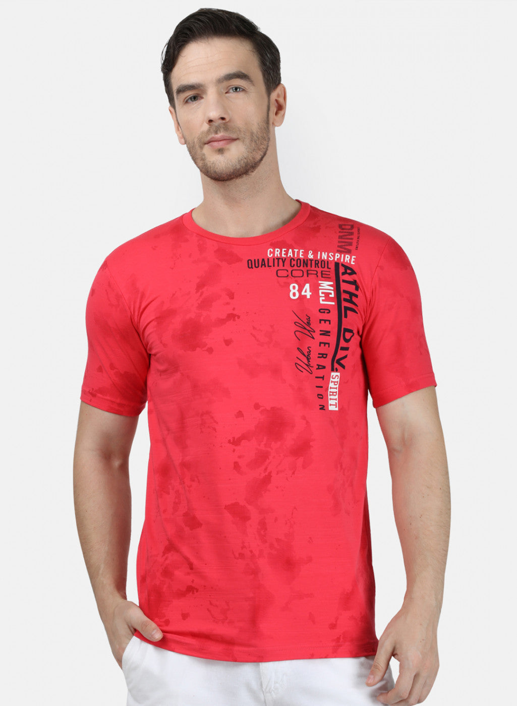 Mens Pink Printed T-Shirt