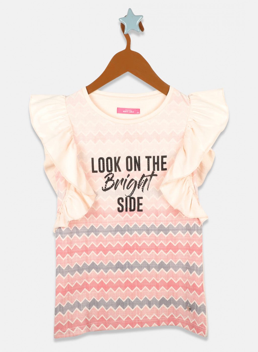 Girls Peach Printed Tops