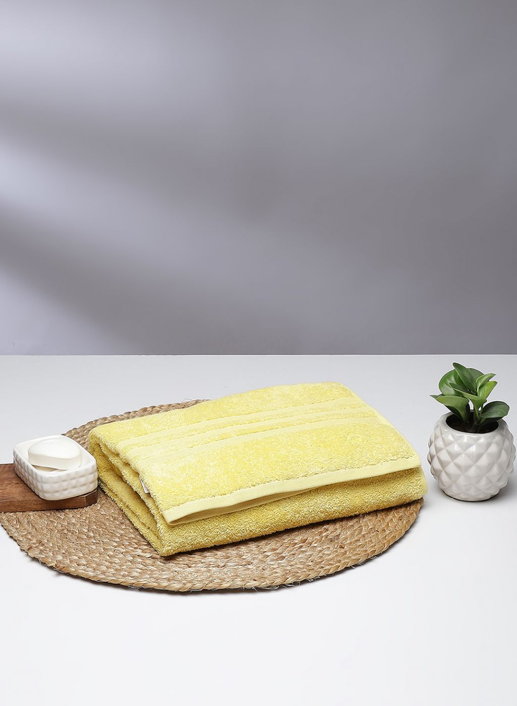 Yellow Cotton 525 GSM Bath Towel