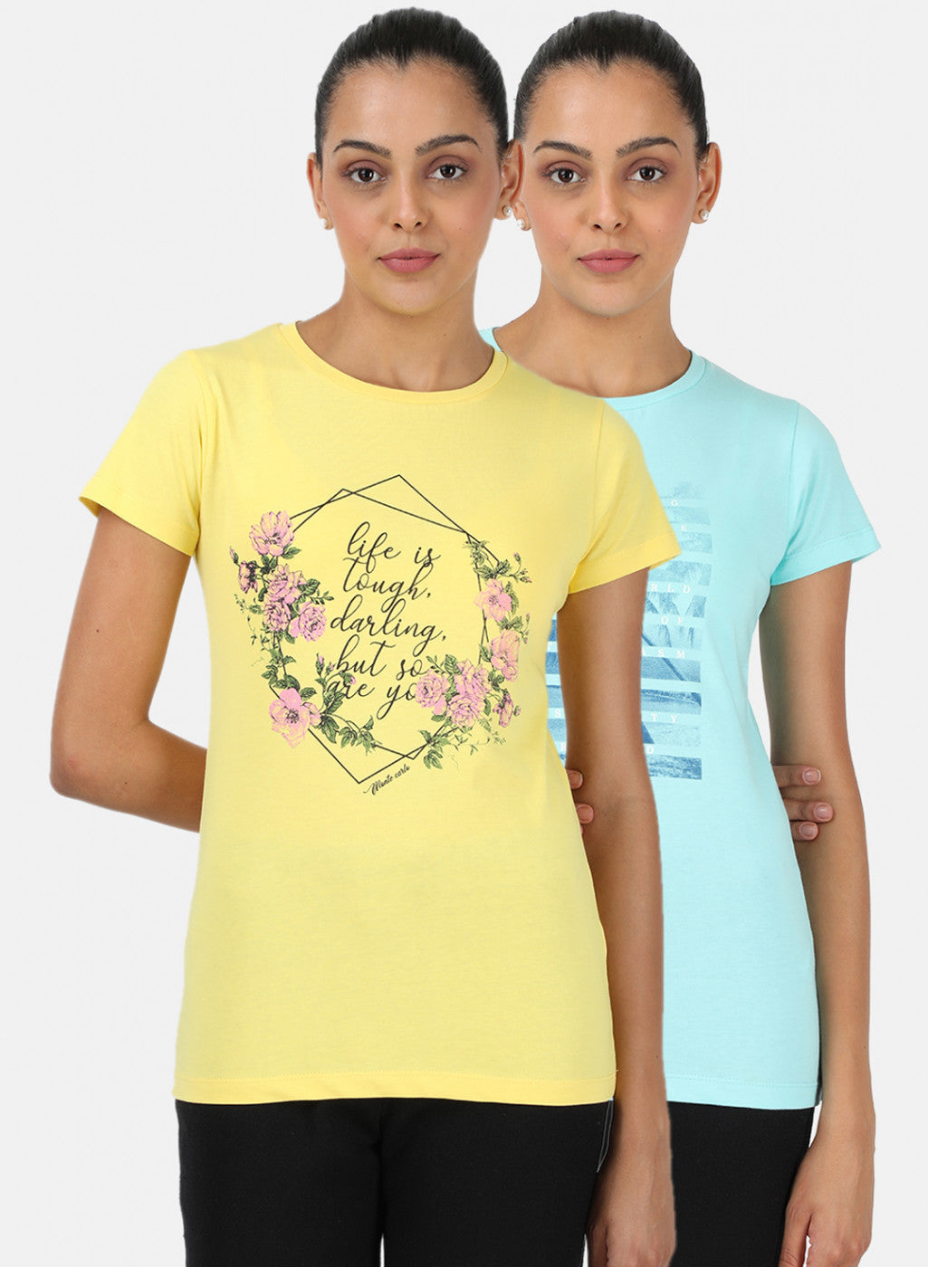 Womens Yellow & Blue Printed Top 2Pc Set