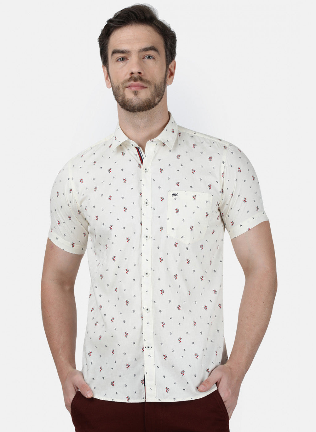 Mens Off White Printed Shirt