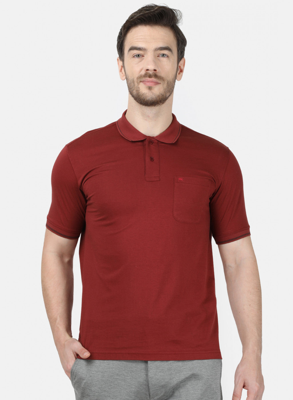 Mens Maroon Plain T-Shirt