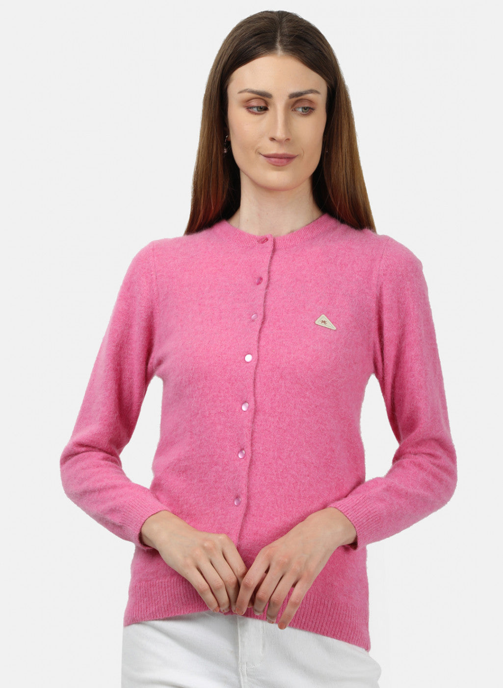 Women Pink Solid Cardigan