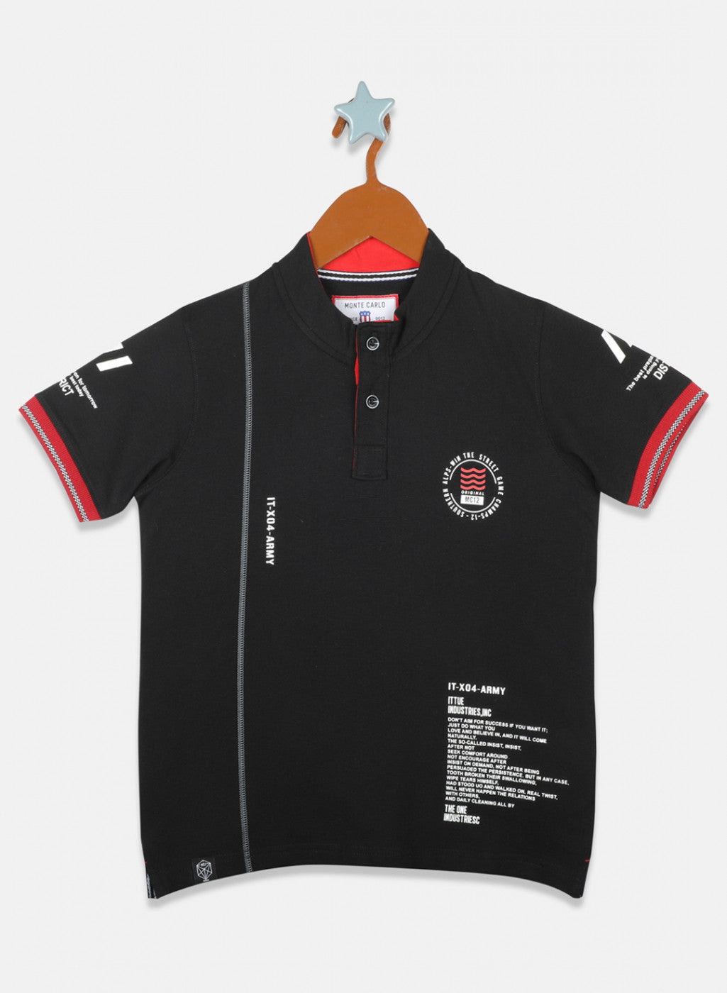 Boys Black Printed T-Shirts