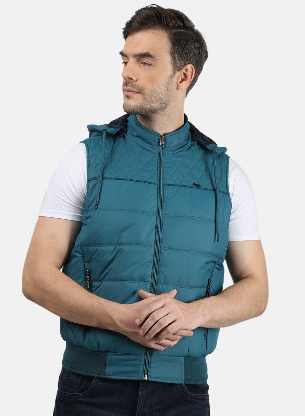 Men Blue Plain Jacket