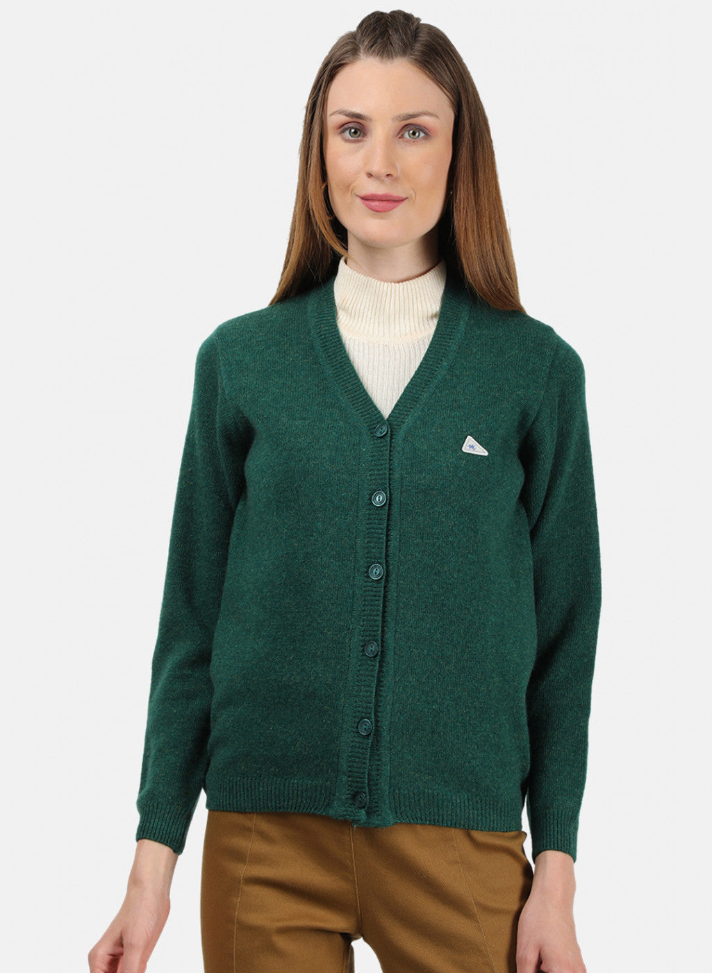 Women Green Solid Cardigan