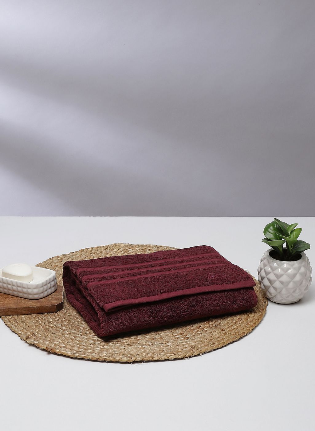 Maroon Cotton 525 GSM Bath Towel