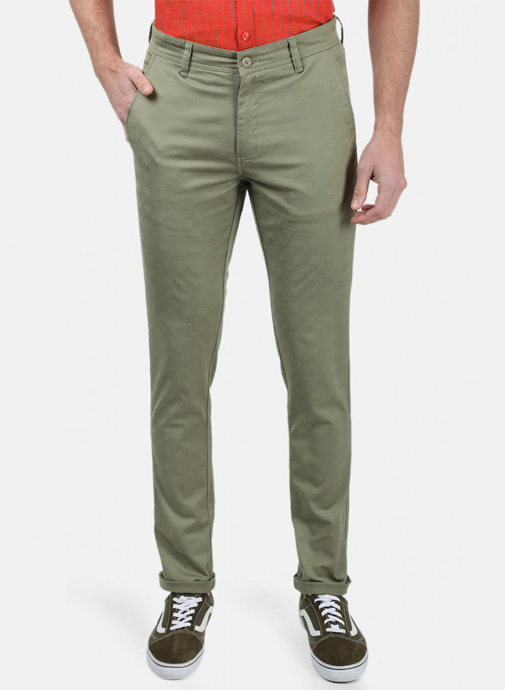 Men Green Check Trousers