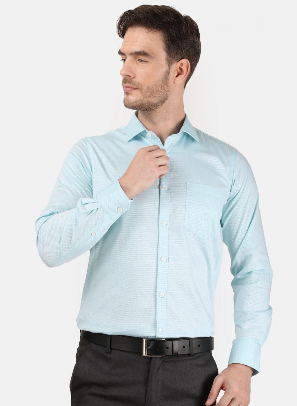 Mens Blue Self Shirt