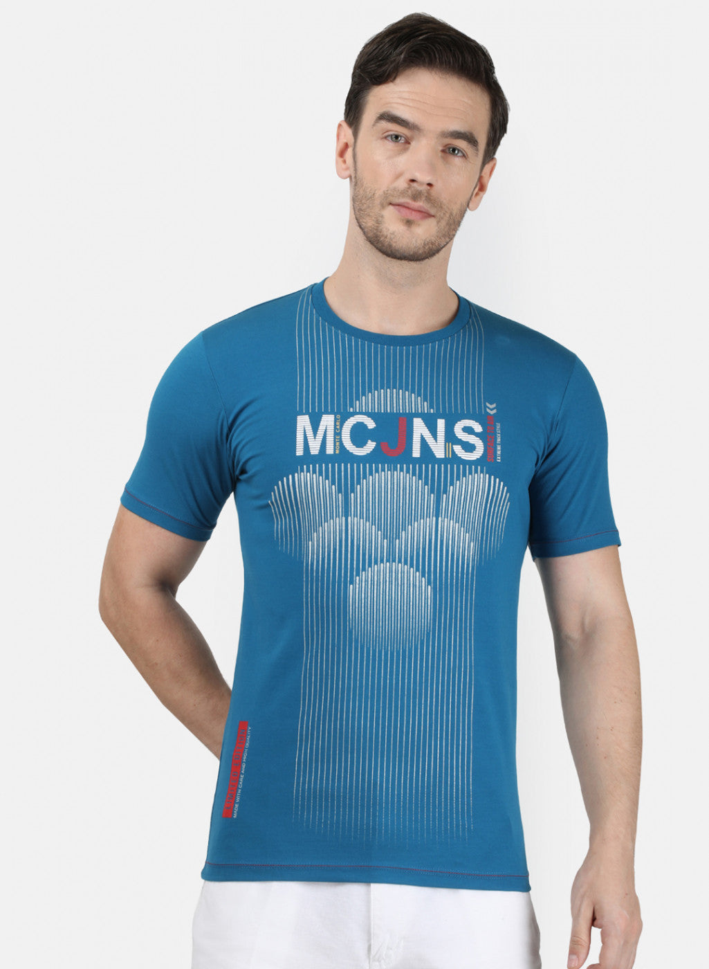 Mens Blue Printed T-Shirt