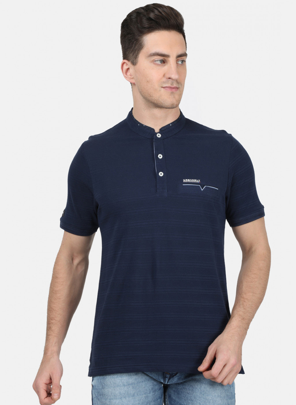 Mens Blue Jaquard T-Shirt