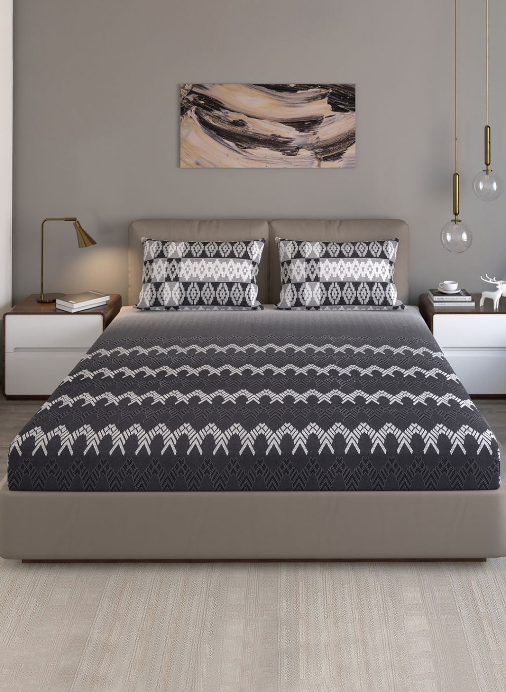 140TC Pure Cotton King Bedsheet with 2 Pillow Covers