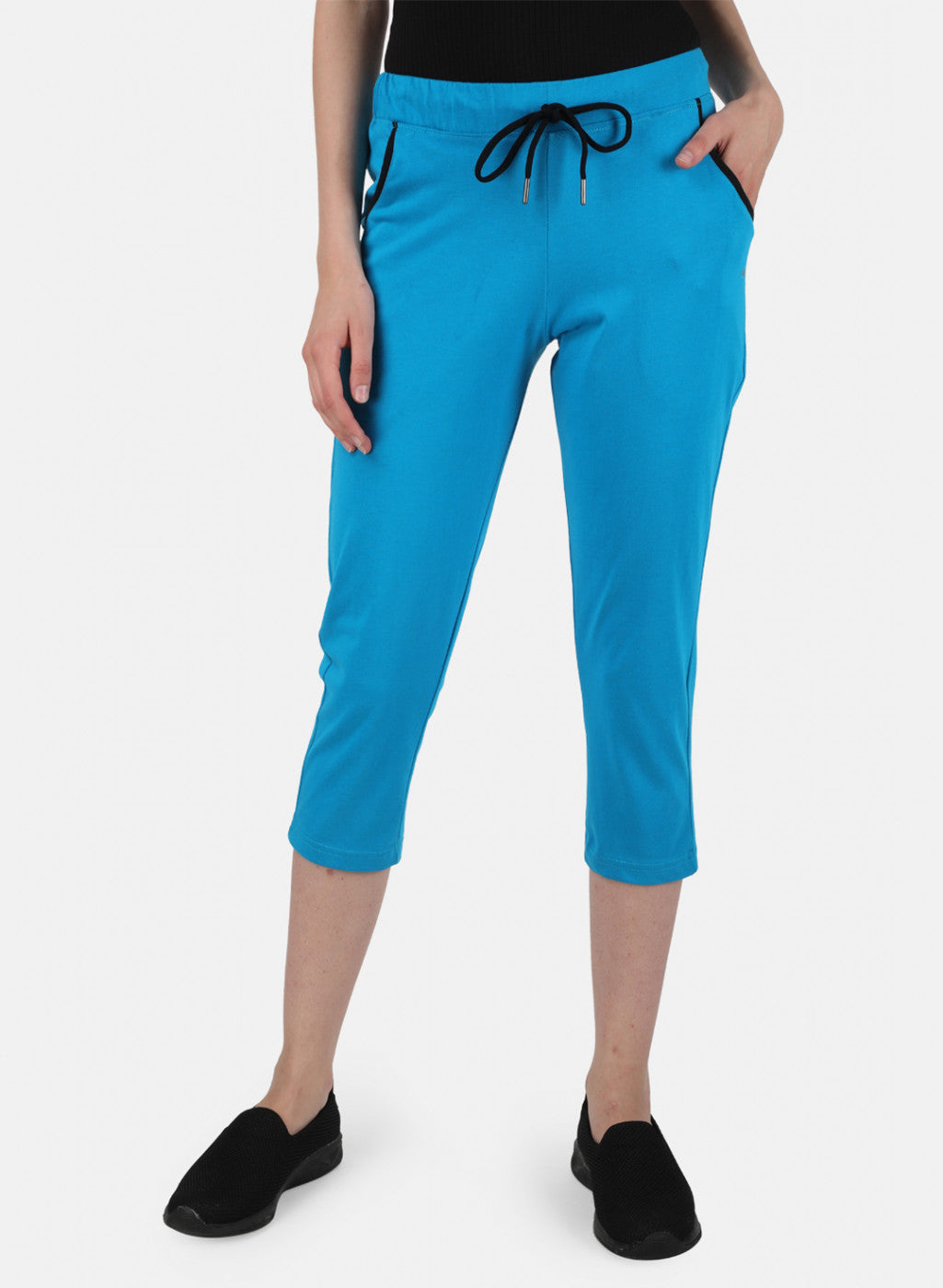 Womens Blue Regular Capri