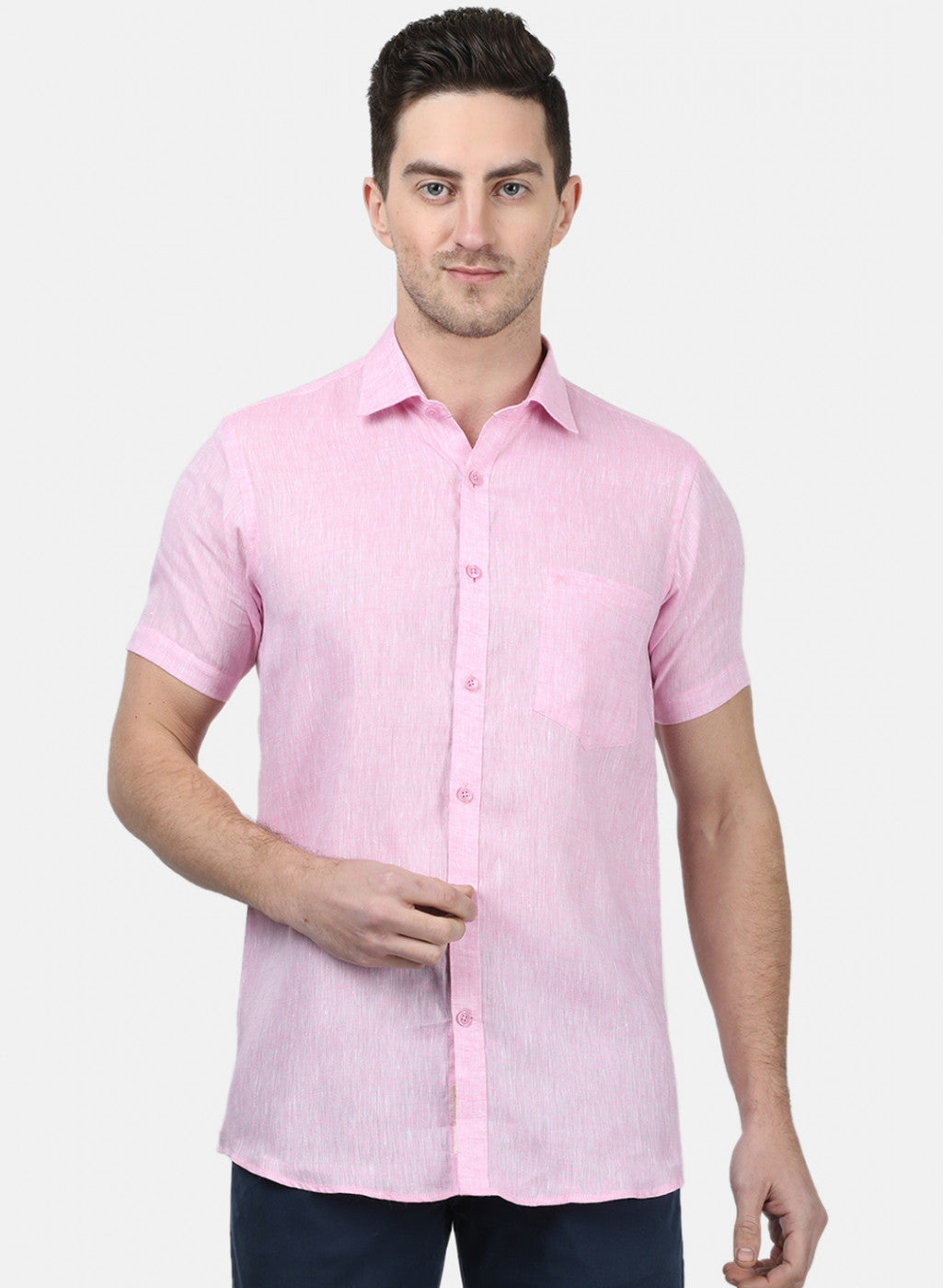 Mens Pink Solid Shirts