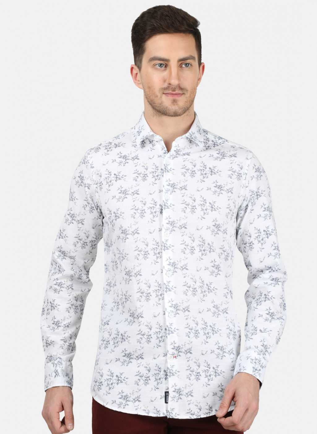 Mens White Printed Shirt