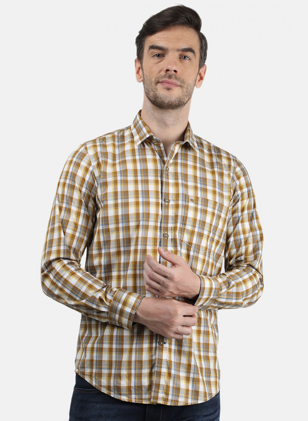 Men Brown Check Shirt