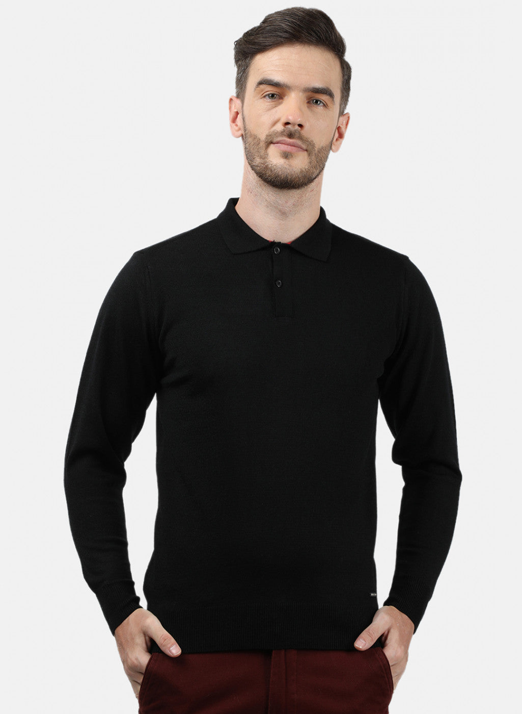 Men Black Collar T-Shirt