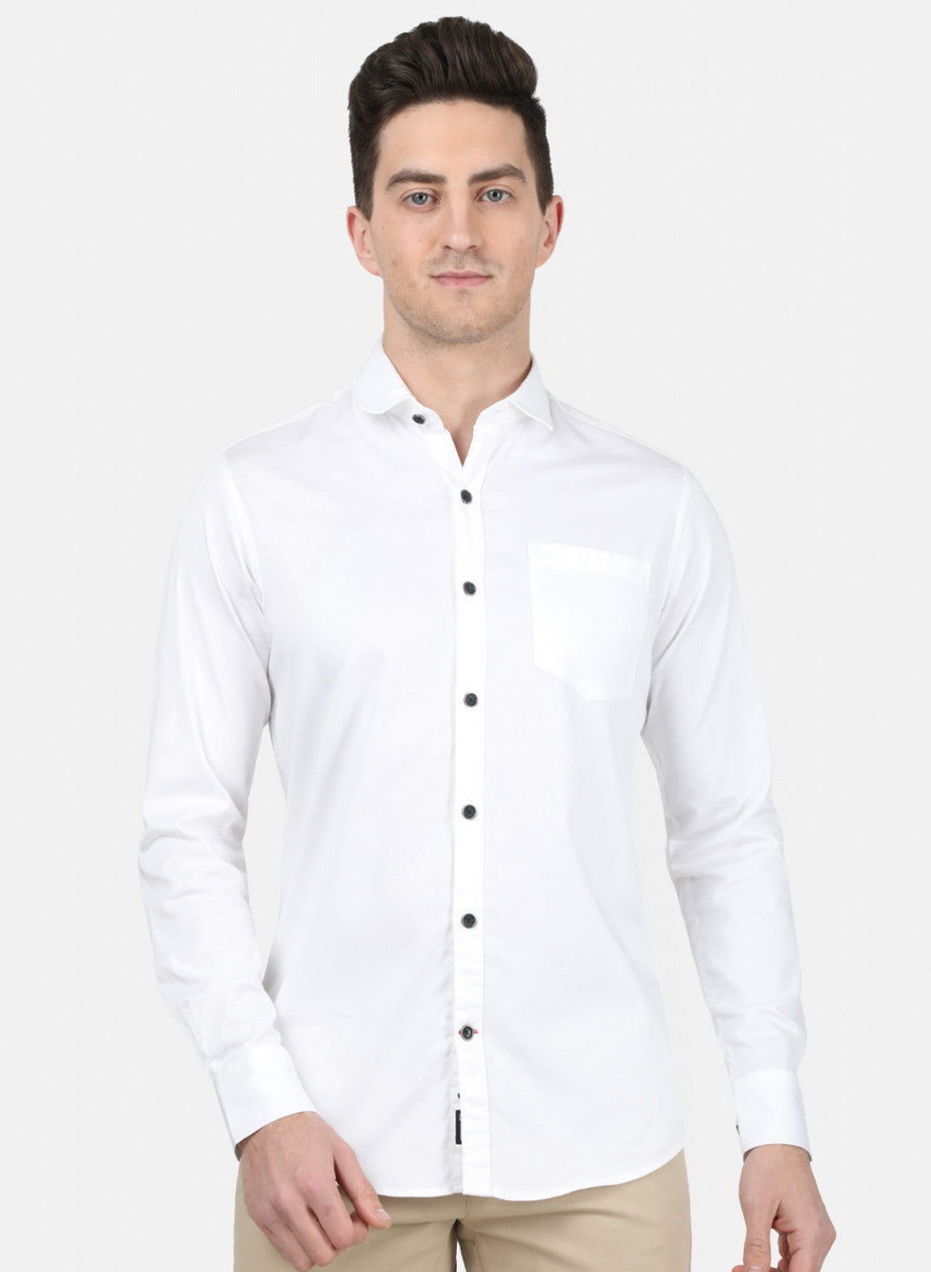 Mens White Solid Shirt