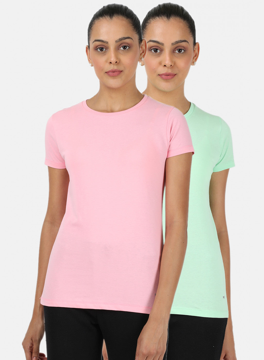 Womens Pink & Sea Green Plain Top 2Pc Set