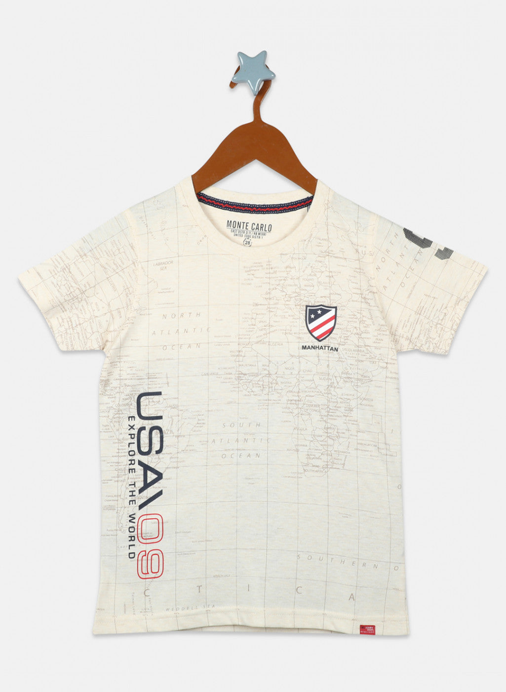 Boys Beige Printed T-Shirts