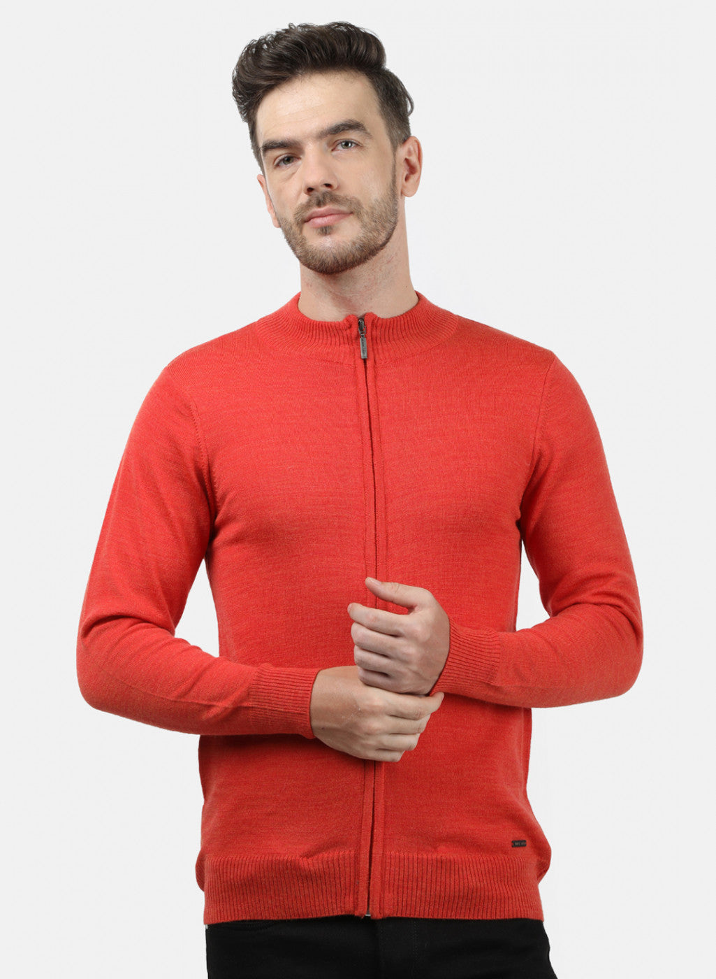 Men Orange Solid Pullover