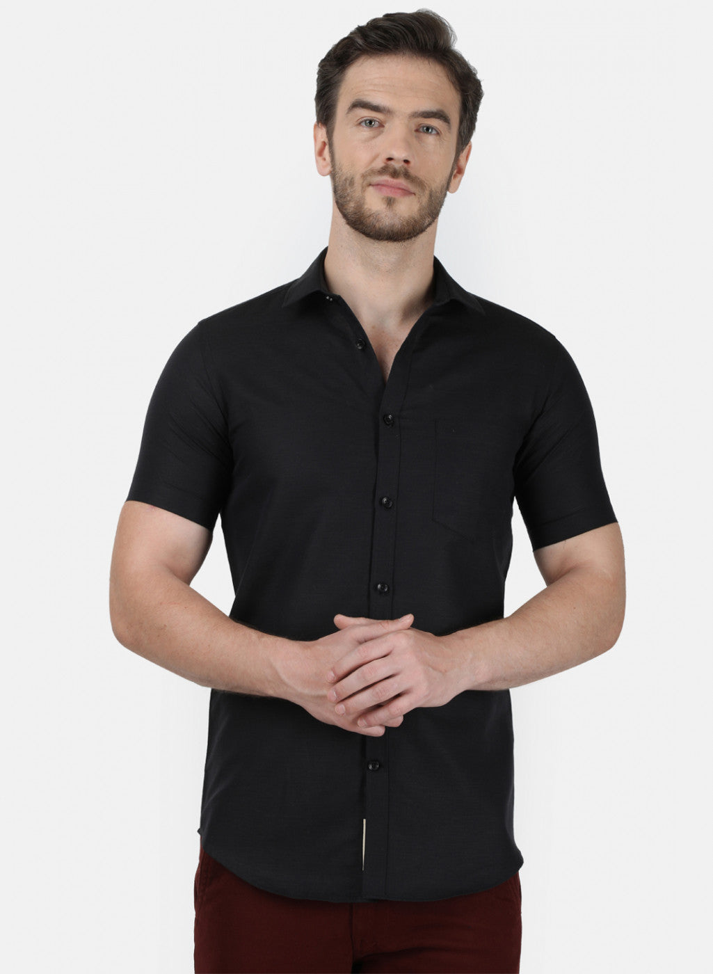 Mens Black Solid Shirt