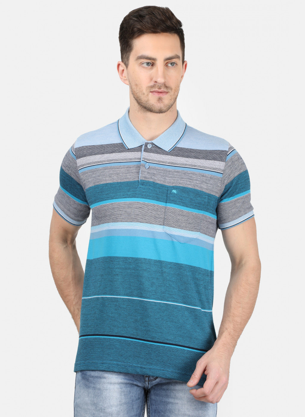 Mens Sky Blue Stripe T-Shirt