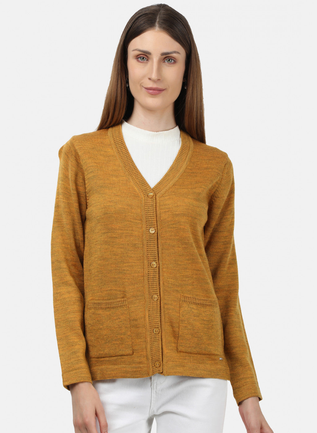 Women Yellow Solid Cardigan