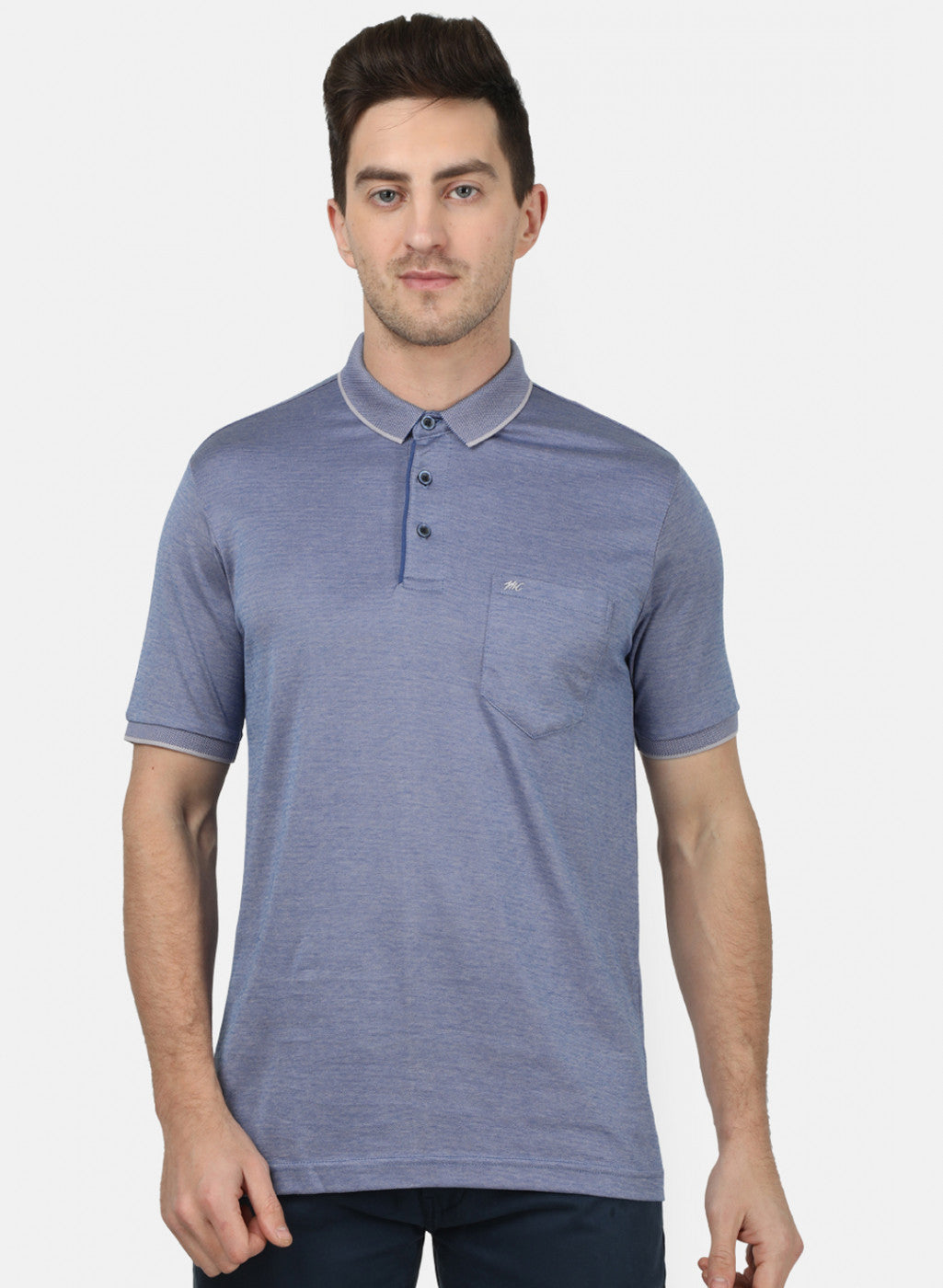 Mens Blue Plain T-Shirt