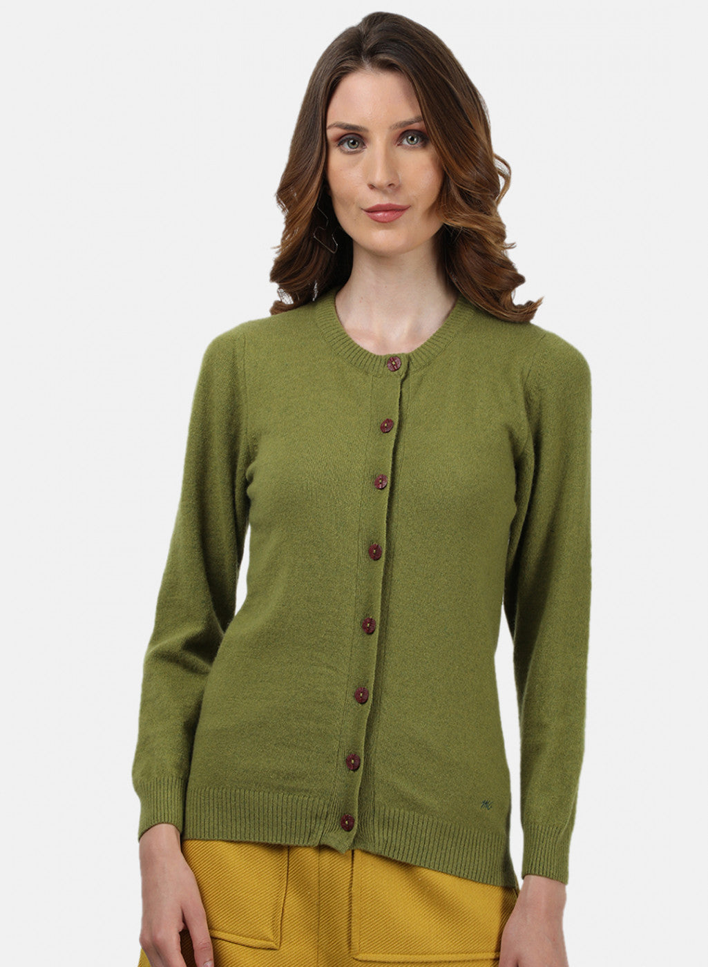 Women Green Solid Cardigan