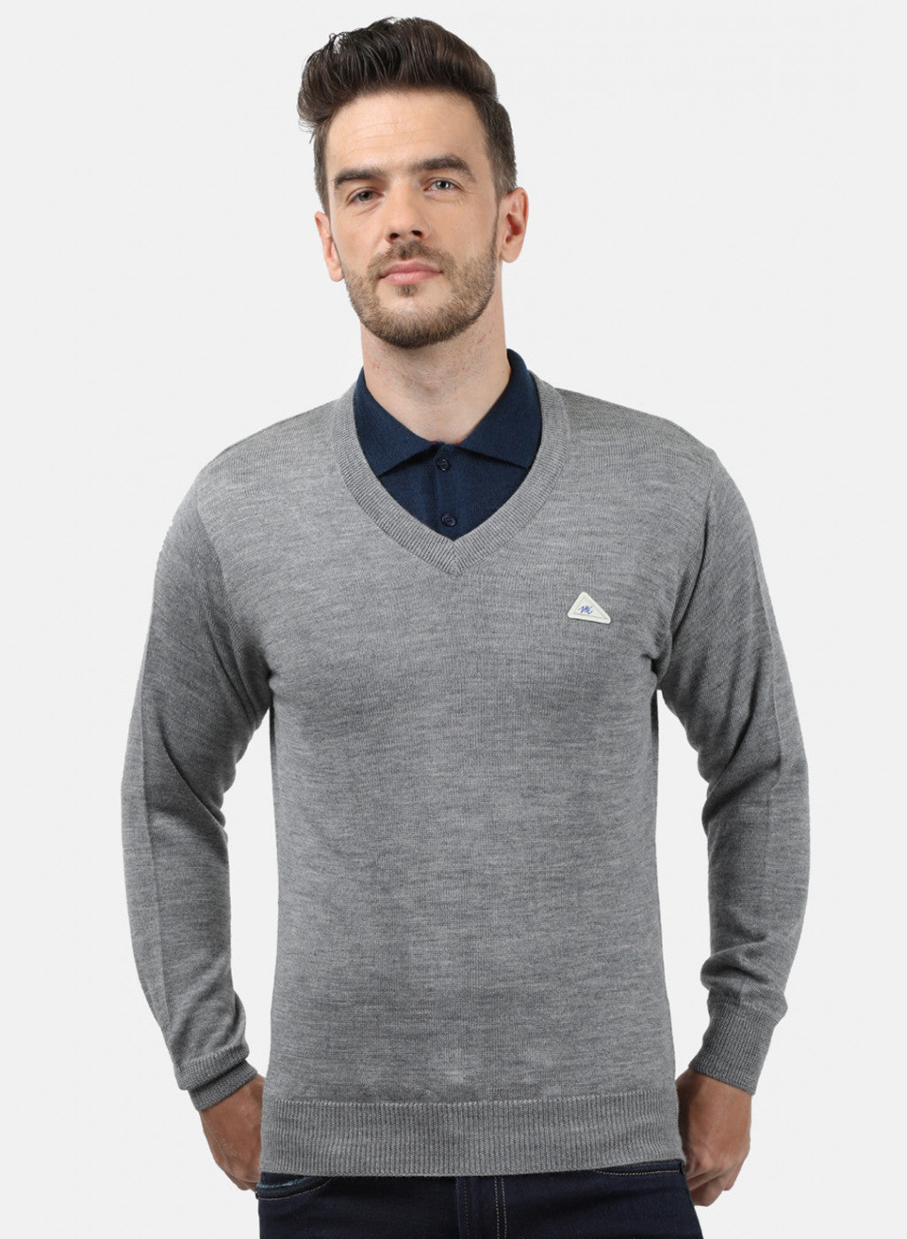 Men Grey Solid Pullover