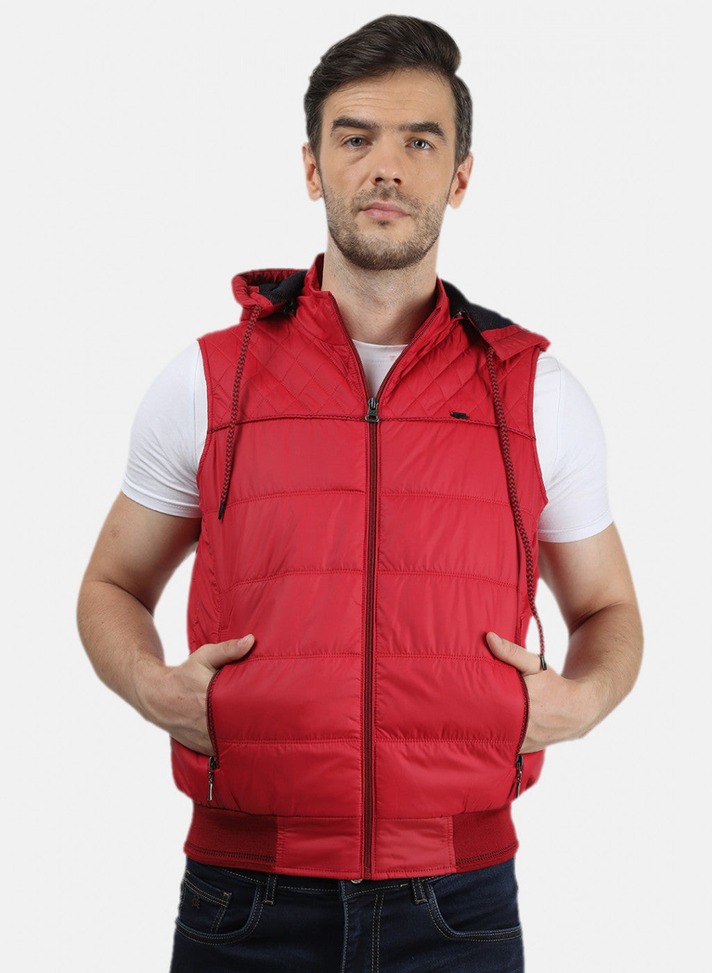 Men Red Plain Jacket