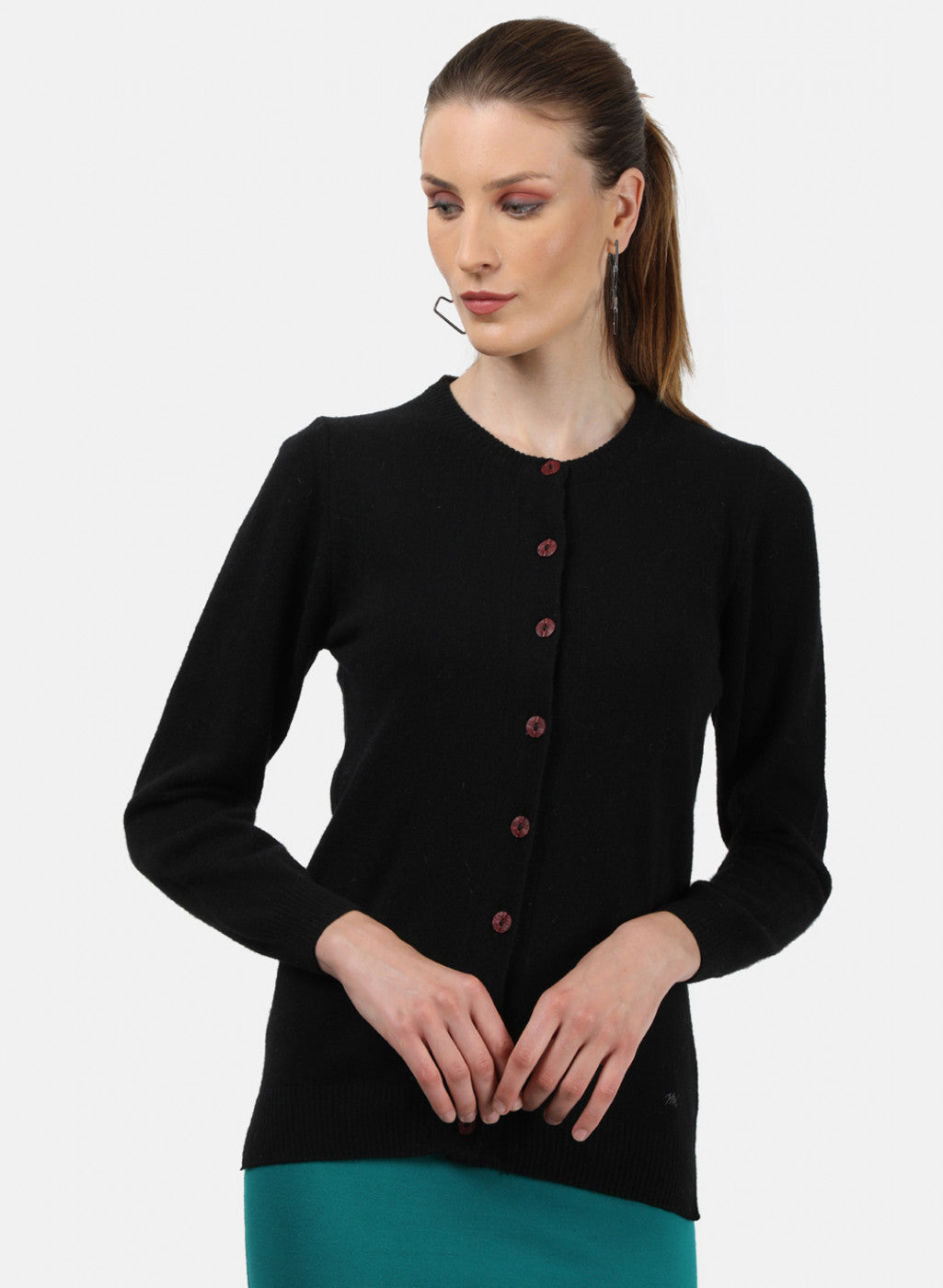 Women Black Solid Cardigan