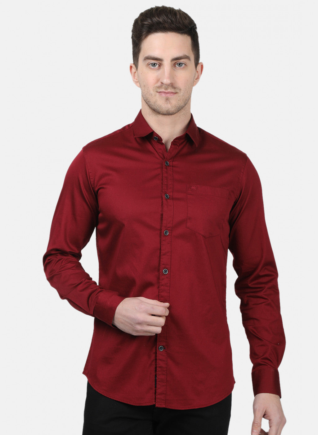 Mens Maroon Solid Shirts