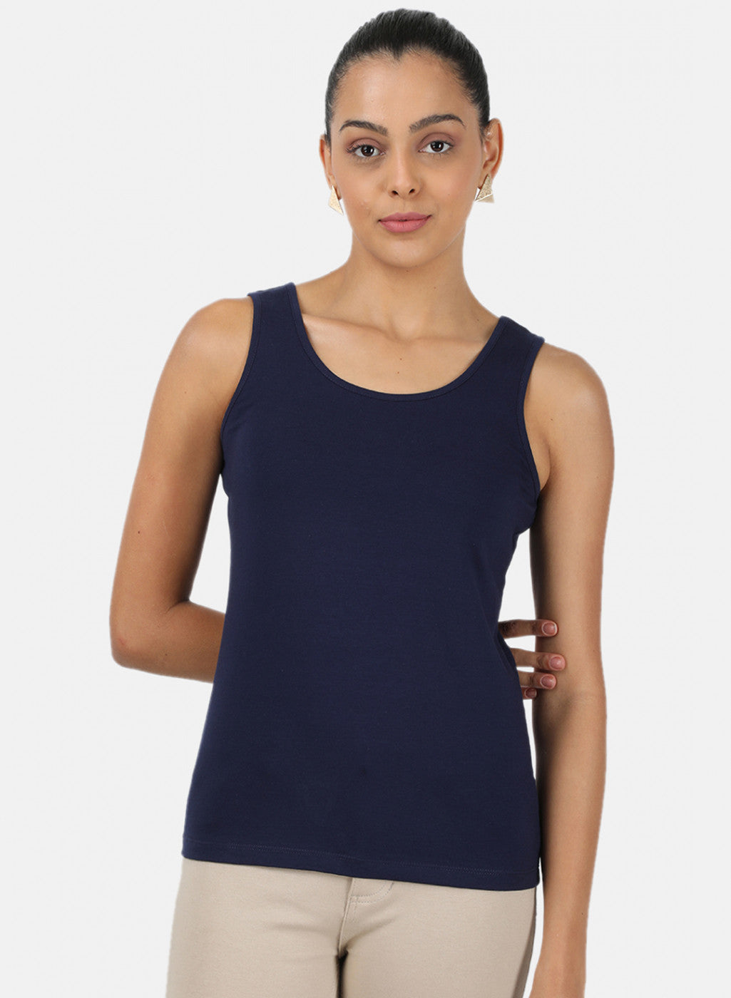 Womens Blue Plain Spaghetti