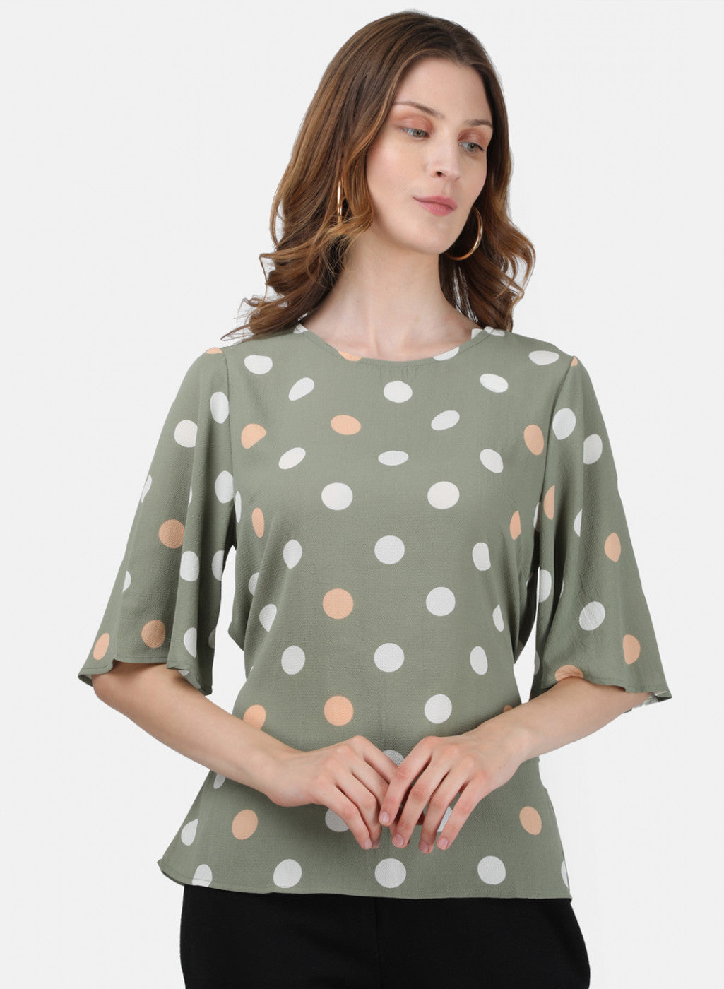 Womens Light Green Printed Top