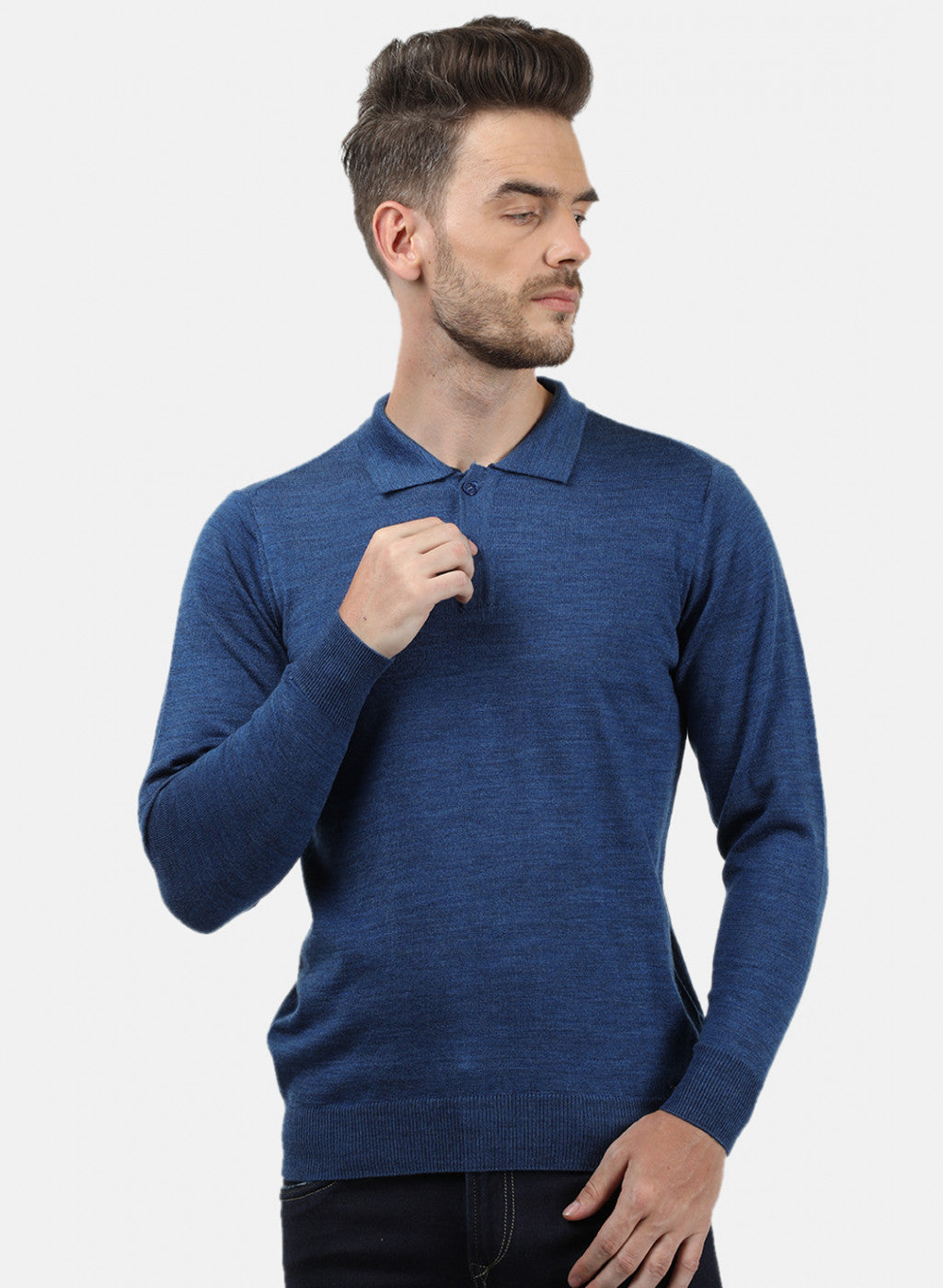 Men Blue Collar T-Shirt