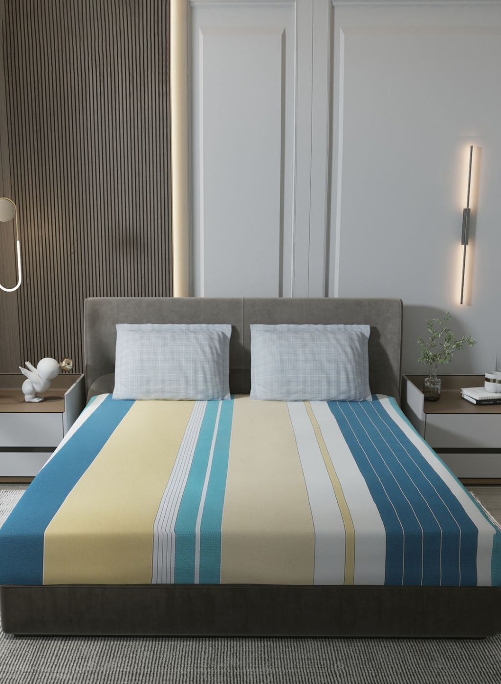 200TC Pure Cotton King Bedsheet with 2 Pillow Covers