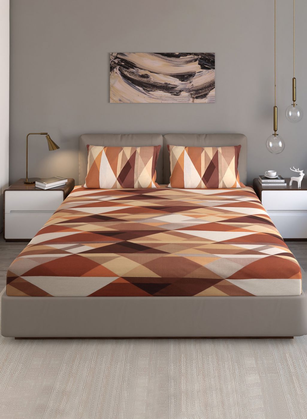 140TC Pure Cotton Queen Bedsheet with 2 Pillow Covers