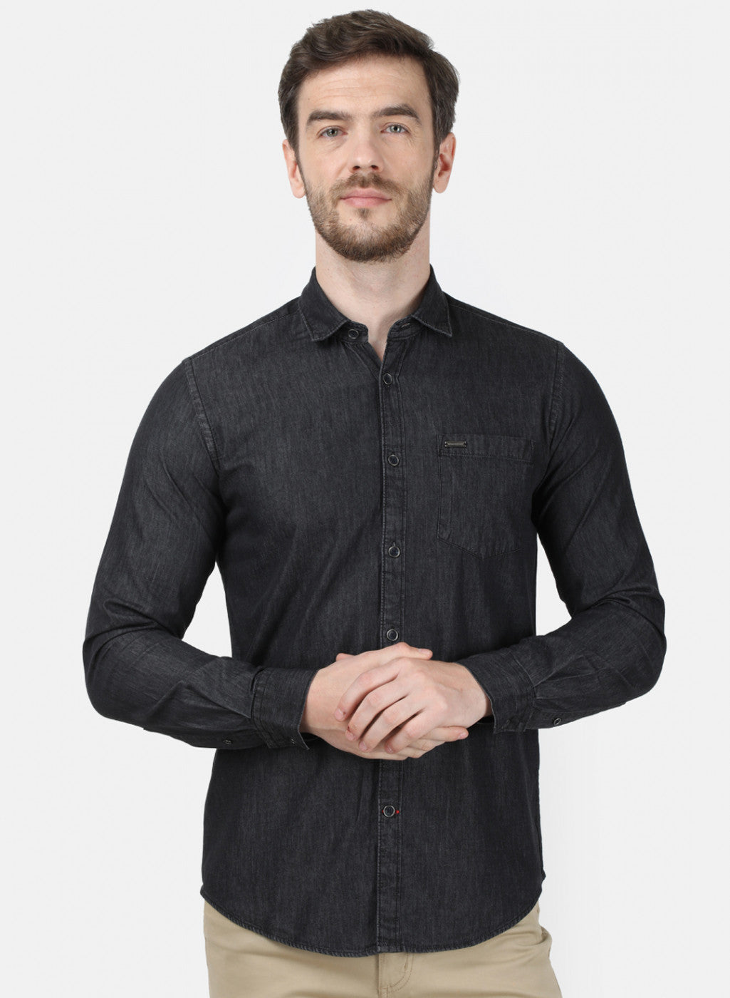 Mens Grey Solid Shirt