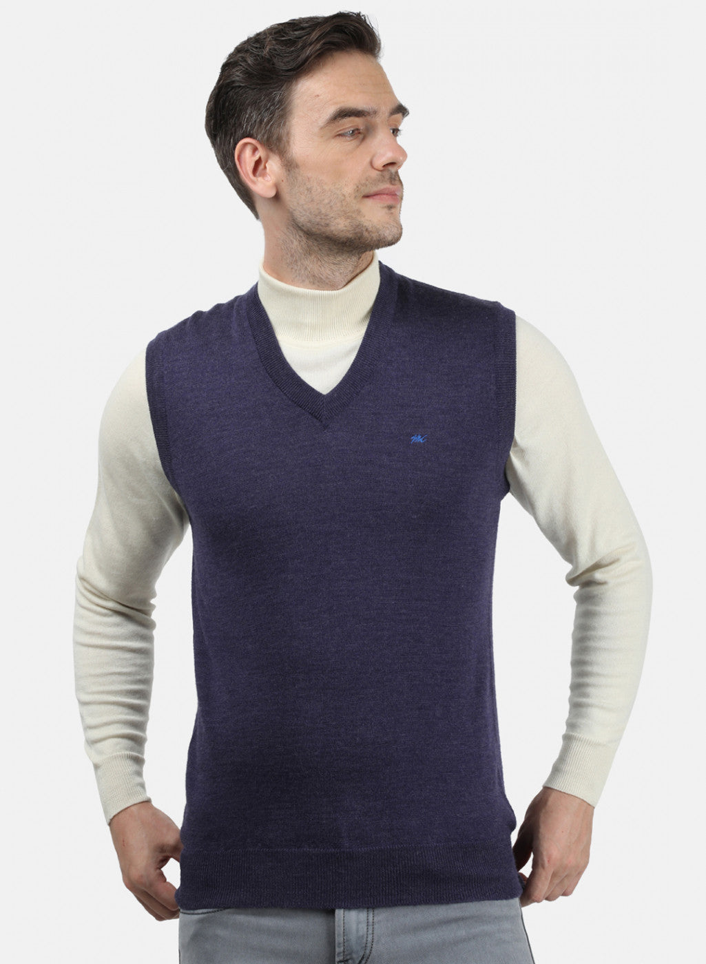 Men Purple Solid Sweater